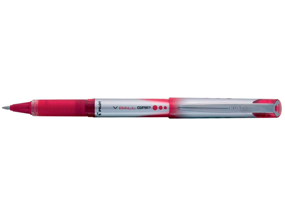 ROLLER PILOT VBALL GRIP ÉCRITURE MOYENNE 0.7MM POINTE ACIER INOXYDABLE NIVEAU ENCRE LIQUIDE VISIBLE GRIP ROUGE