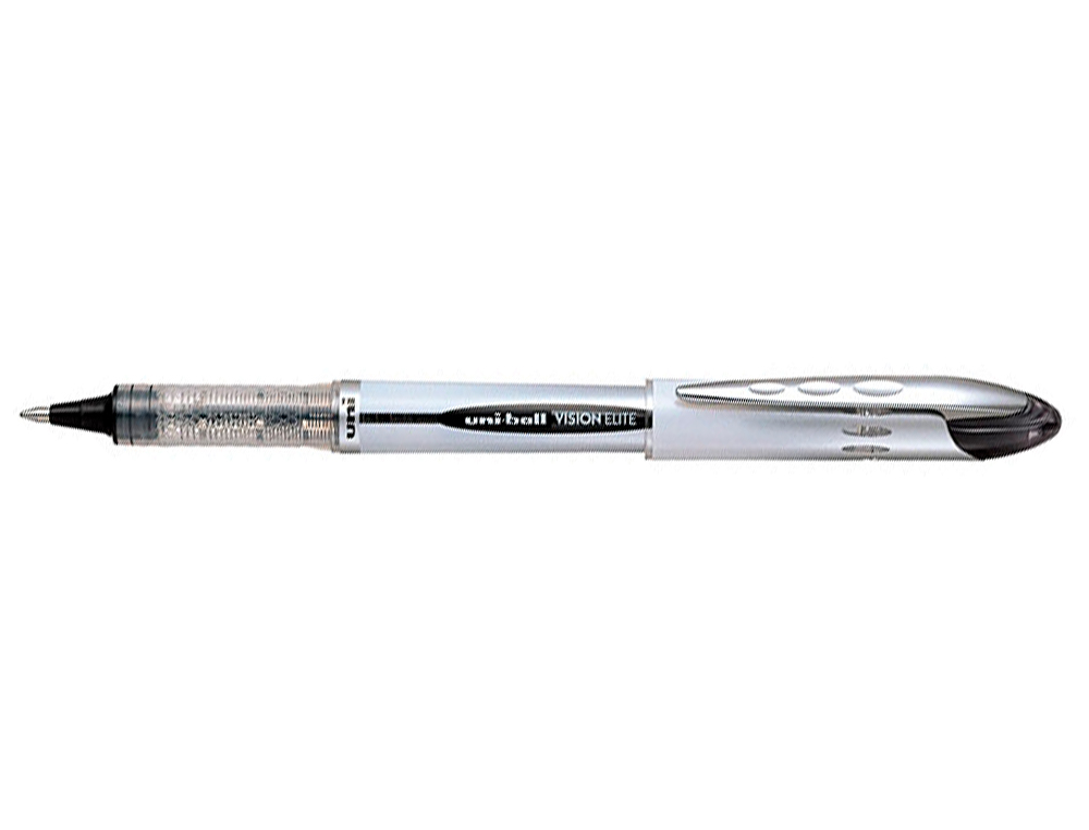 ROLLER UNIBALL UB-200 VISION ÉLITE ÉCRITURE MOYENNE 0.5MM CORPS LUXE GRIS ENCRE LIQUIDE VISIBLE RECHARGEABLE BLEU/NOIR