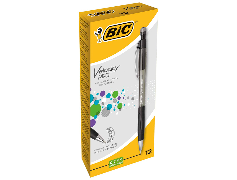 PORTE-MINE BIC VELOCITY 0.7MM CORPS TRANSPARENT CANON RTRACTABLE GOMME CAPUCHON PROTECTEUR AMORTISSEUR ANTI-CASSE MINE