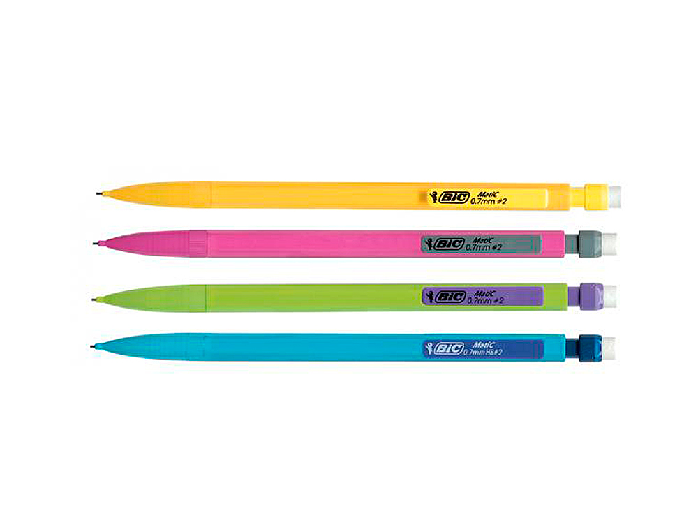 PORTE-MINE BIC MATIC COMBOS 0.7MM EMBOUT GOMME CORPS ET AGRAFE COLORÉS 3 MINES HB FUN