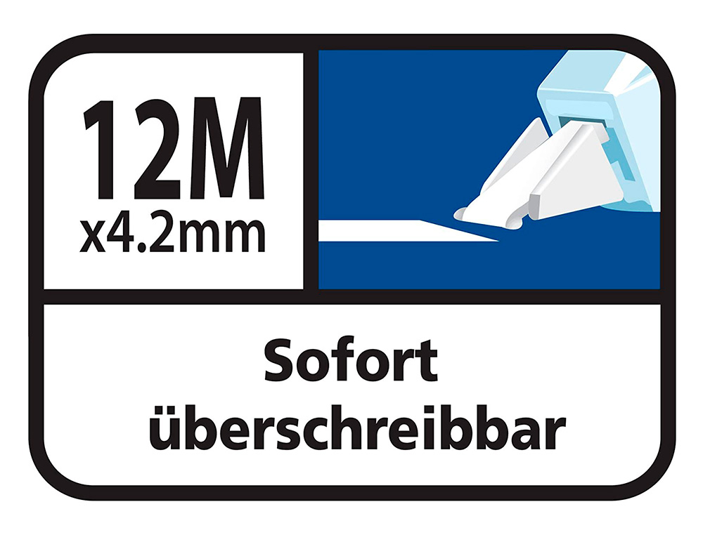 CORRECTEUR TIPP-EX TAPE DVIDOIR RUBAN 4.2MMX12M APPLICATION LATRALE