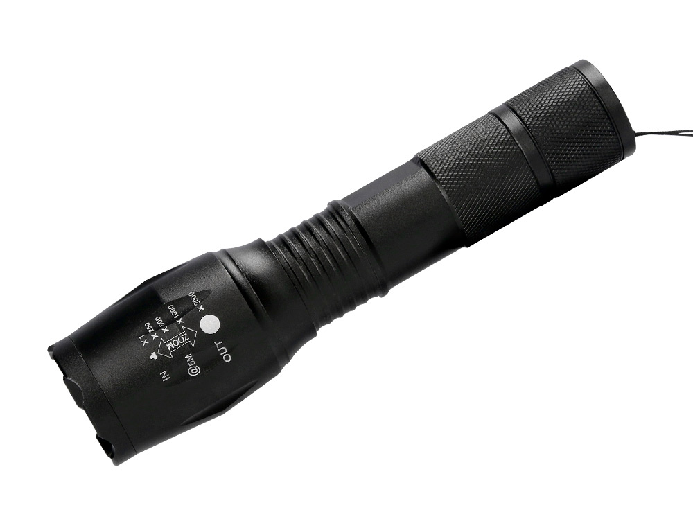 LAMPE TORCHE Q-CONNECT TLESCOPIQUE ALUMINIUM CLAIRAGE 5 NIVEAUX BOUTON ARRET 3 PILES AAA FOURNIES COLORIS NOIR