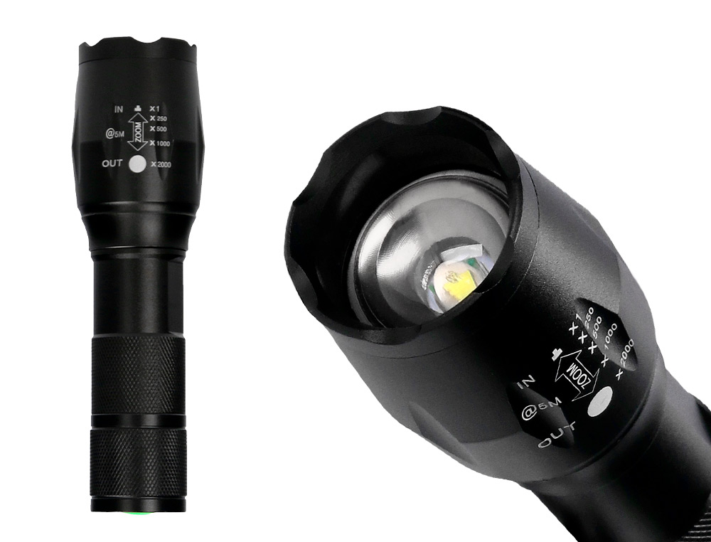 LAMPE TORCHE Q-CONNECT TLESCOPIQUE ALUMINIUM CLAIRAGE 5 NIVEAUX BOUTON ARRET 3 PILES AAA FOURNIES COLORIS NOIR