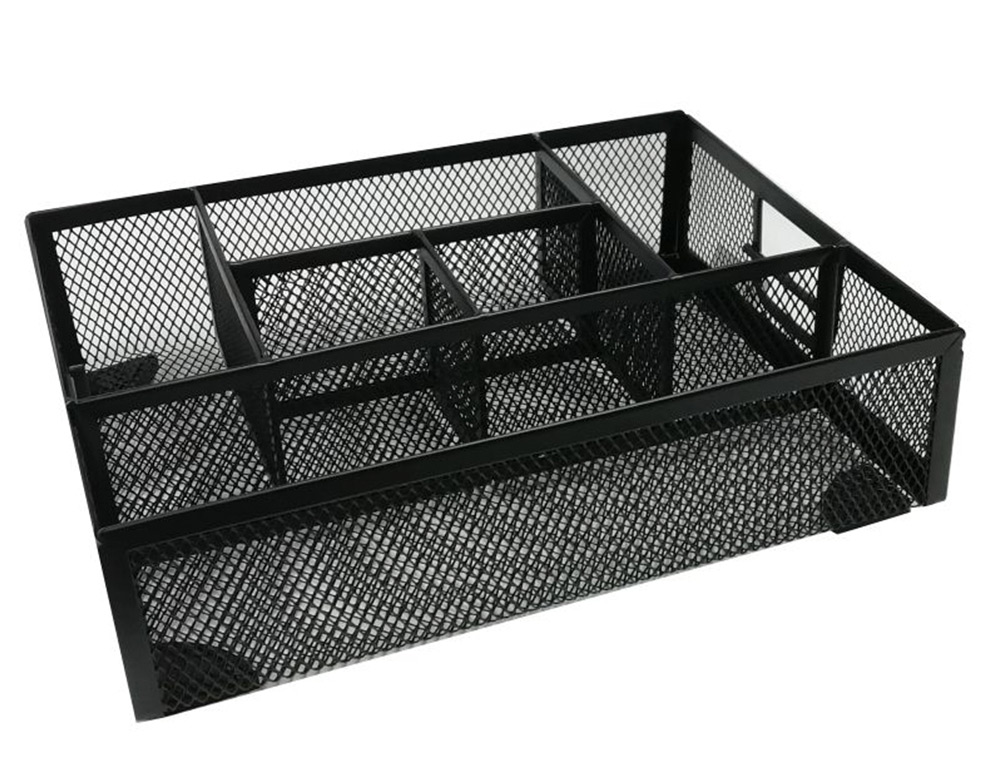 ORGANISEUR BUREAU Q-CONNECT MAILLE MTALLIQUE 6 COMPARTIMENTS 235X183X65MM COLORIS NOIR