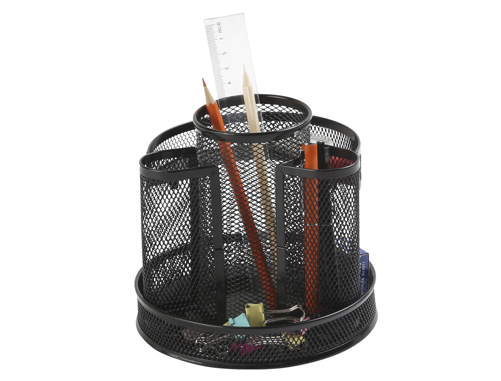 ORGANISEUR BUREAU Q-CONNECT ROTATIF MAILLE MTALLIQUE 8 COMPARTIMENTS DIAM. 165X160MM COLORIS NOIR