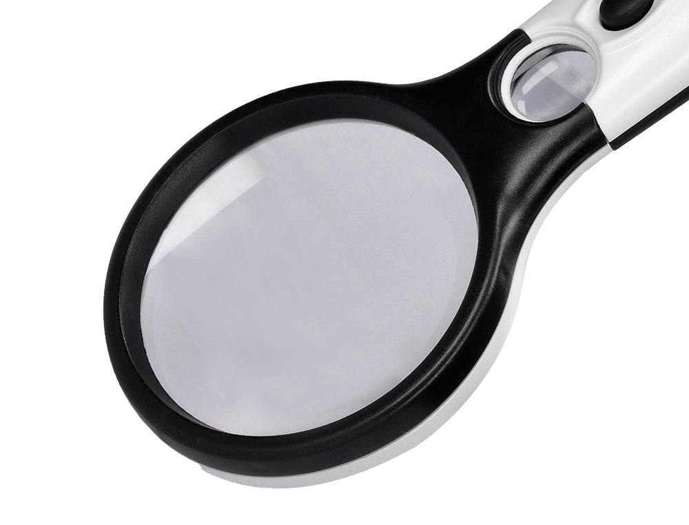 LOUPE ÉLECTRIQUE Q-CONNECT LENTILLE VERRE RONDE 75MM DIAMÈTRE MONTURE ABS GROSSISSEMENT PAR 3 3 AMPOULES LED
