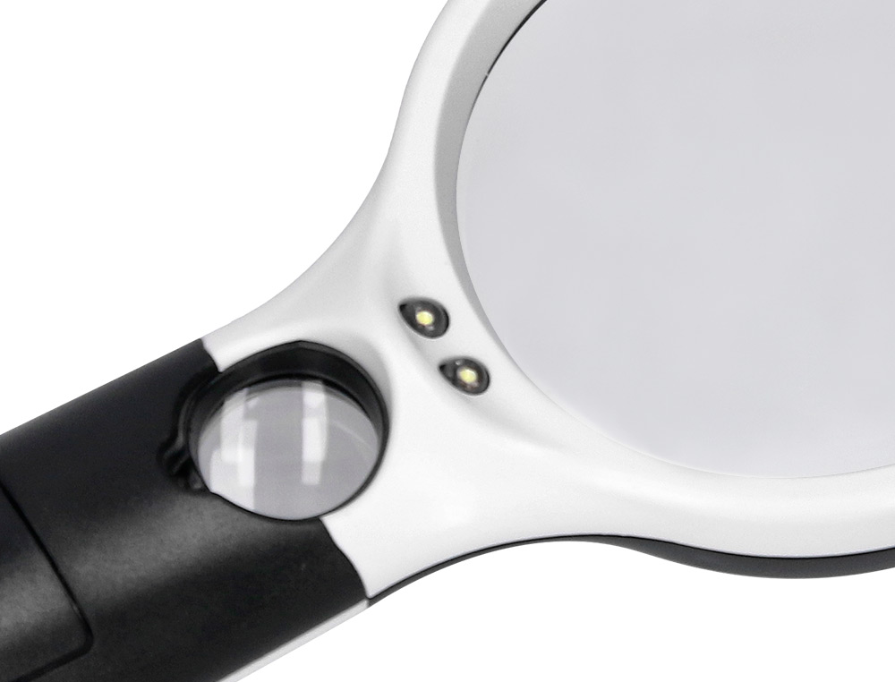 LOUPE ÉLECTRIQUE Q-CONNECT LENTILLE VERRE RONDE 75MM DIAMÈTRE MONTURE ABS GROSSISSEMENT PAR 3 3 AMPOULES LED