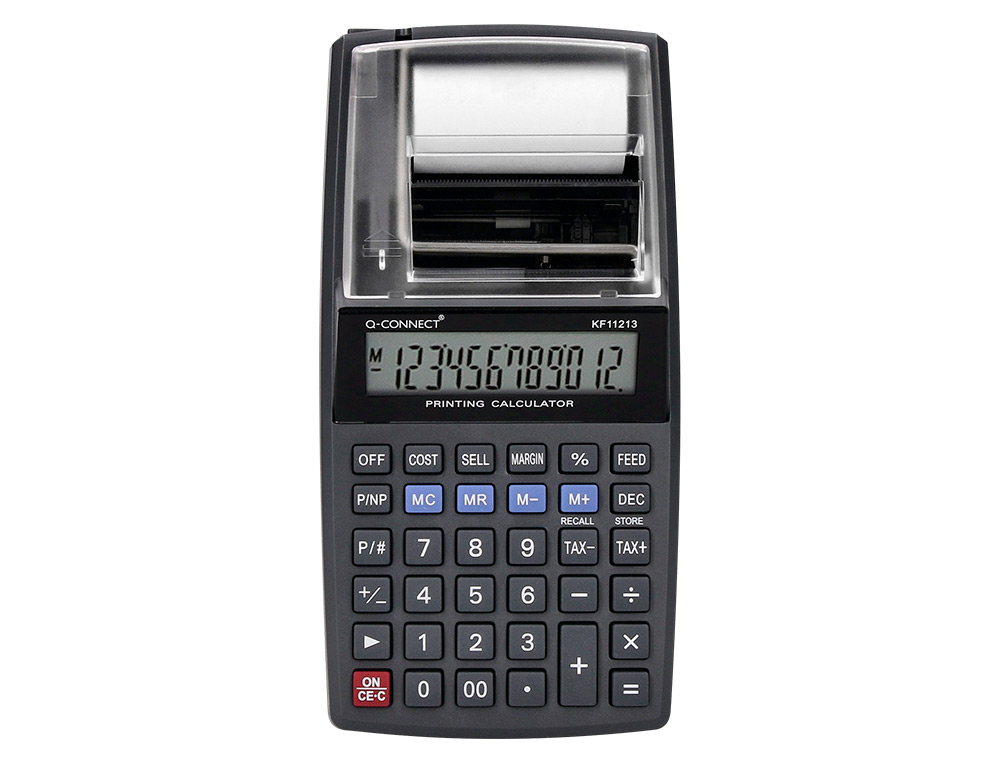 CALCULATRICE Q-CONNECT IMPRESSION ECRAN 12 CHIFFRES ADDITION SOUSTRACTION MEMOIRE 192X98X44MM COLORIS NOIR