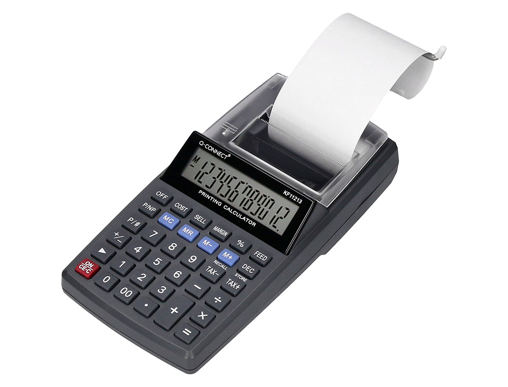 CALCULATRICE Q-CONNECT IMPRESSION ECRAN 12 CHIFFRES ADDITION SOUSTRACTION MEMOIRE 192X98X44MM COLORIS NOIR