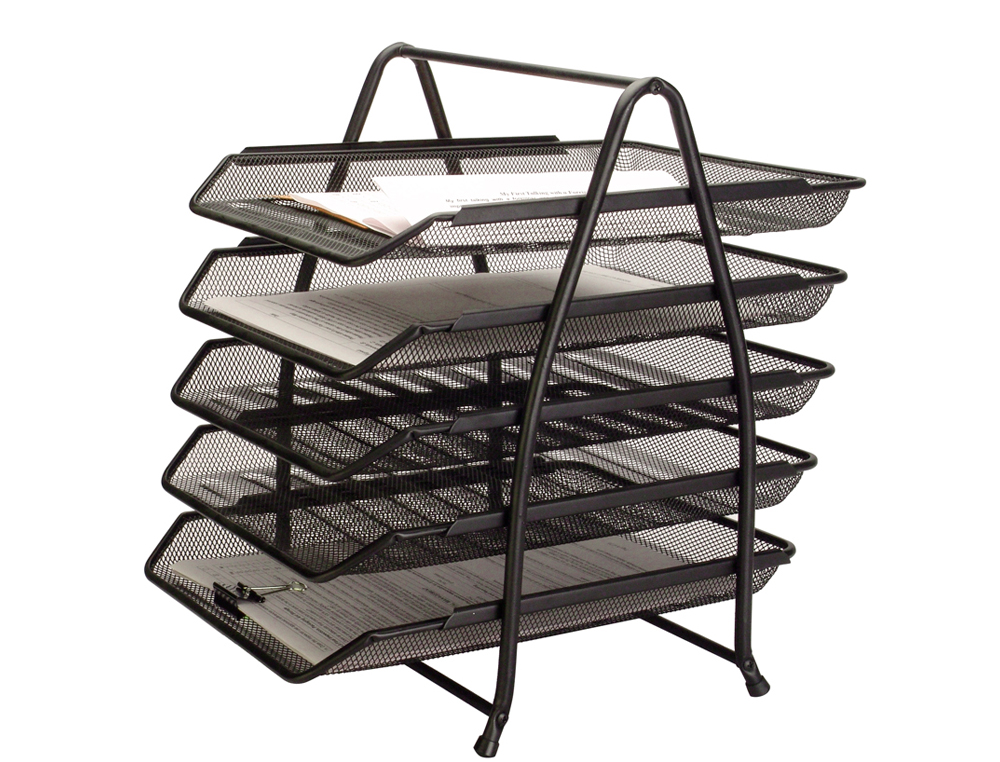 CORBEILLES COURRIER Q-CONNECT MAILLE METALLIQUE DOCUMENTS   A4 350X275X375 MM COLORIS     NOIR - SET 5 UN