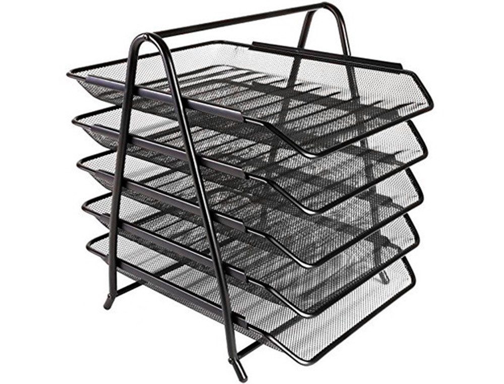 CORBEILLES COURRIER Q-CONNECT MAILLE METALLIQUE DOCUMENTS   A4 350X275X375 MM COLORIS     NOIR - SET 5 UN