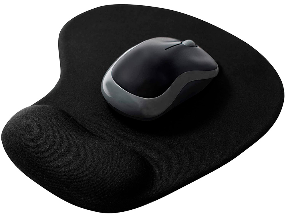 TAPIS SOURIS Q-CONNECT REPOSE-POIGNET MOUSSE AUGMENTE CONFORT FACILEMENT NETTOYABLE COLORIS NOIR