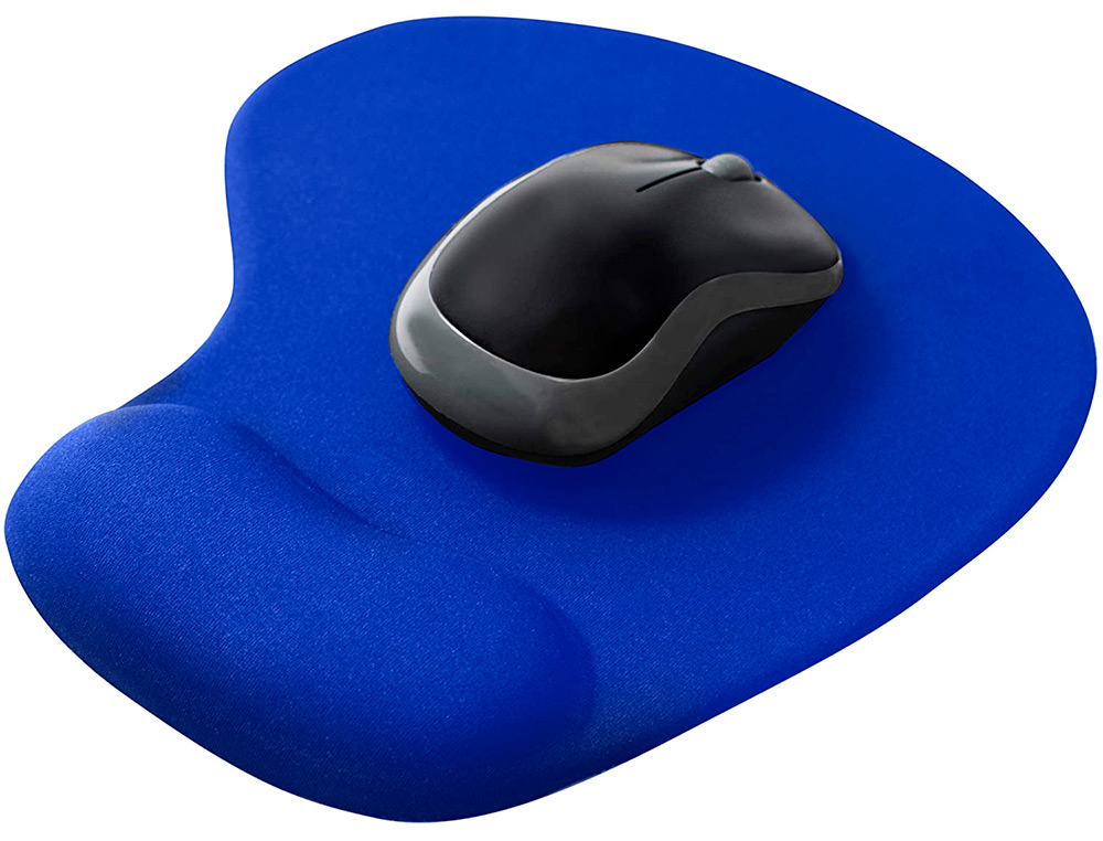 TAPIS SOURIS Q-CONNECT REPOSE-POIGNET MOUSSE AUGMENTE CONFORT FACILEMENT NETTOYABLE COLORIS BLEU