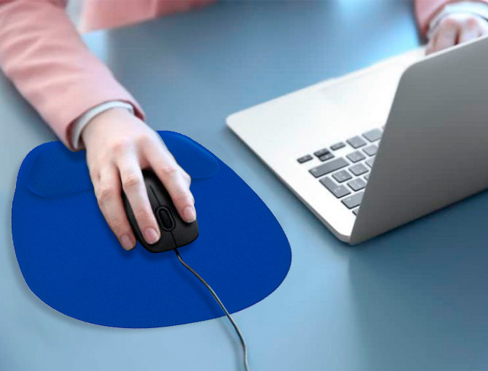TAPIS SOURIS Q-CONNECT REPOSE-POIGNET ERGONOMIQUE MOUSSE GRAND CONFORT FACILEMENT NETTOYABLE COLORIS BLEU