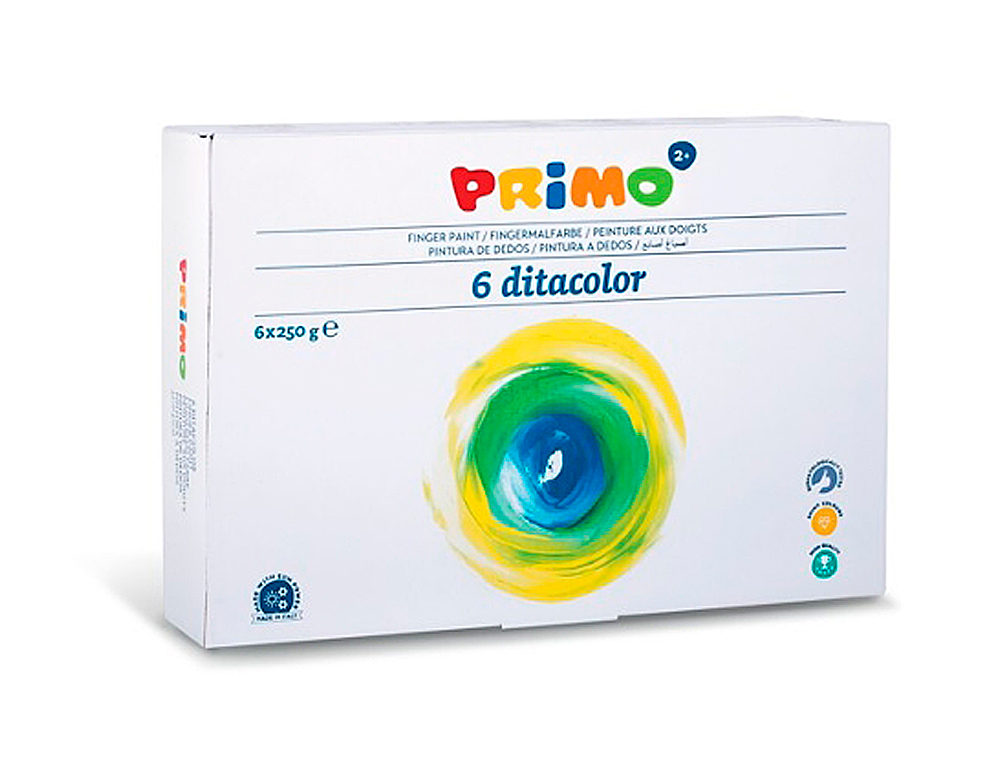 GOUACHE DOIGT PRIMO COLORIS ASSORTIS - POT 250G SET DE 6 UNITES