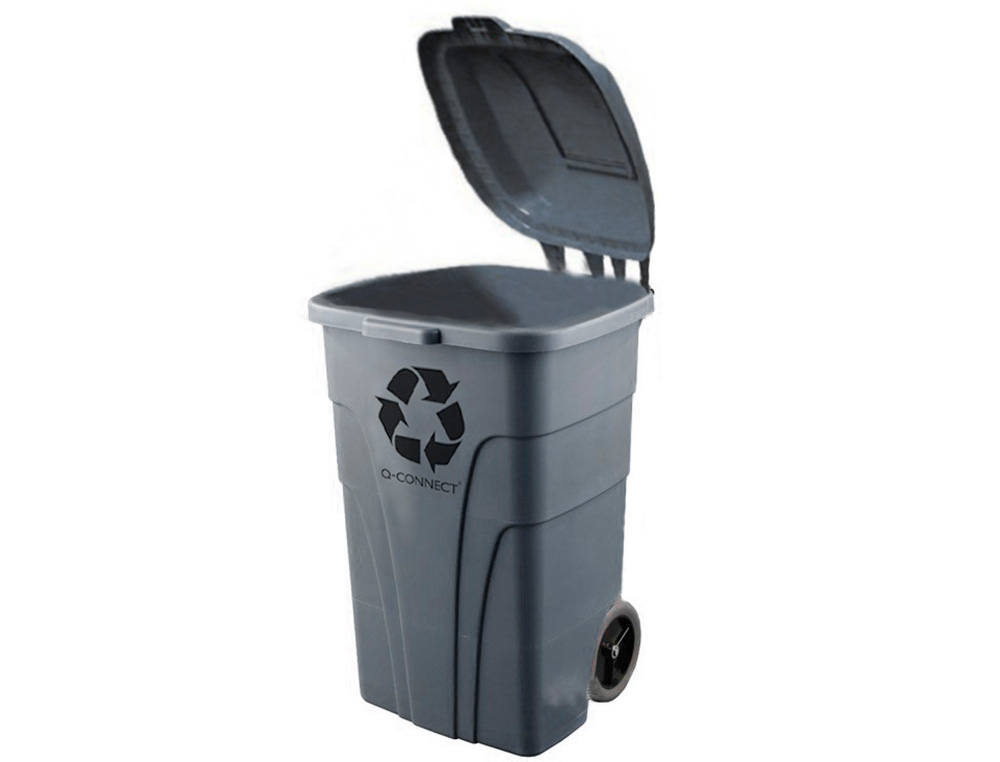 POUBELLE CONTENEUR Q-CONNECT PLASTIQUE AVEC COUVERCLE CAPACITE 240L COLORIS GRIS DIM. 1040X610X610MM AVEC
