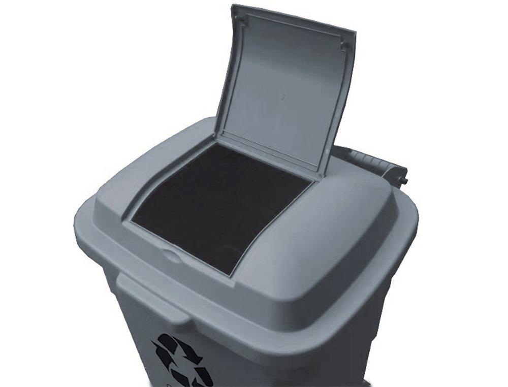 POUBELLE CONTENEUR Q-CONNECT PLASTIQUE AVEC COUVERCLE CAPACITE 240L COLORIS GRIS DIM. 1040X610X610MM AVEC