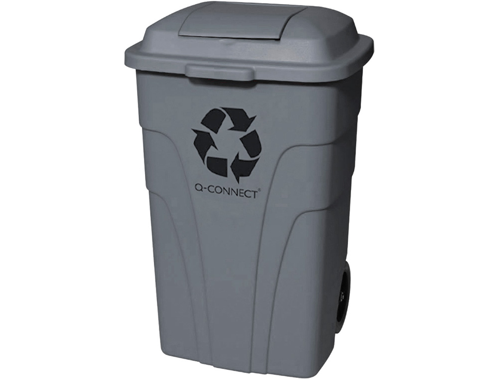 POUBELLE CONTENEUR Q-CONNECT PLASTIQUE AVEC COUVERCLE CAPACITE 240L COLORIS GRIS DIM. 1040X610X610MM AVEC