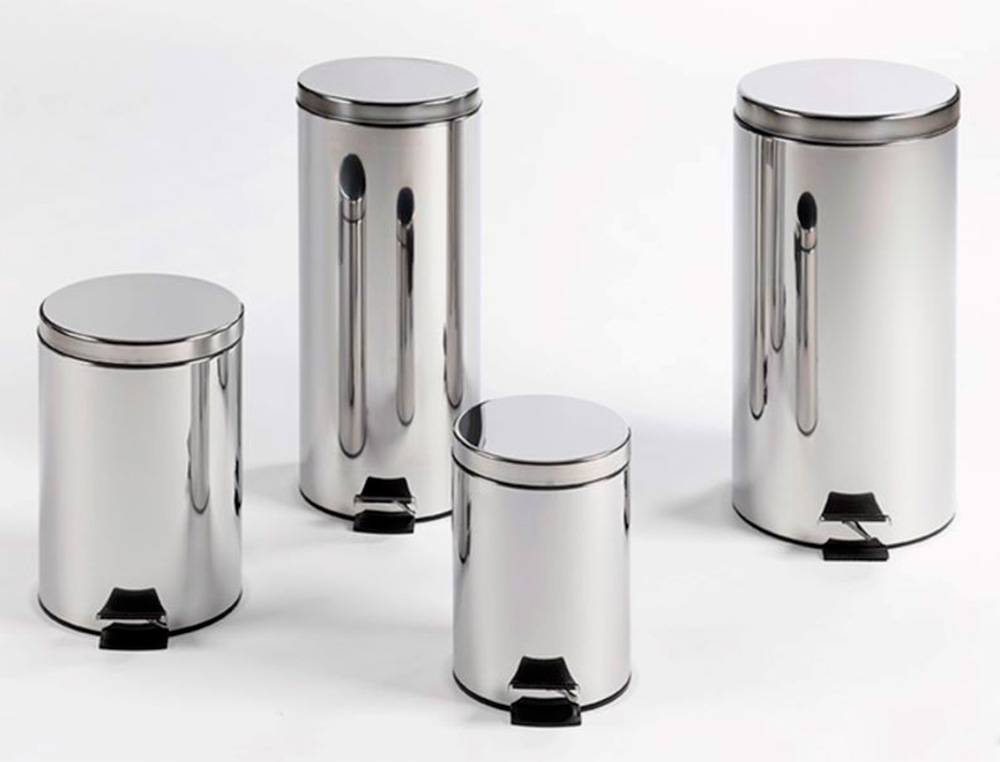 POUBELLE METALLIQUE Q-CONNECT AVEC PEDALE CHROME CAPACITE 20 LITRES DIM. 430X290MM