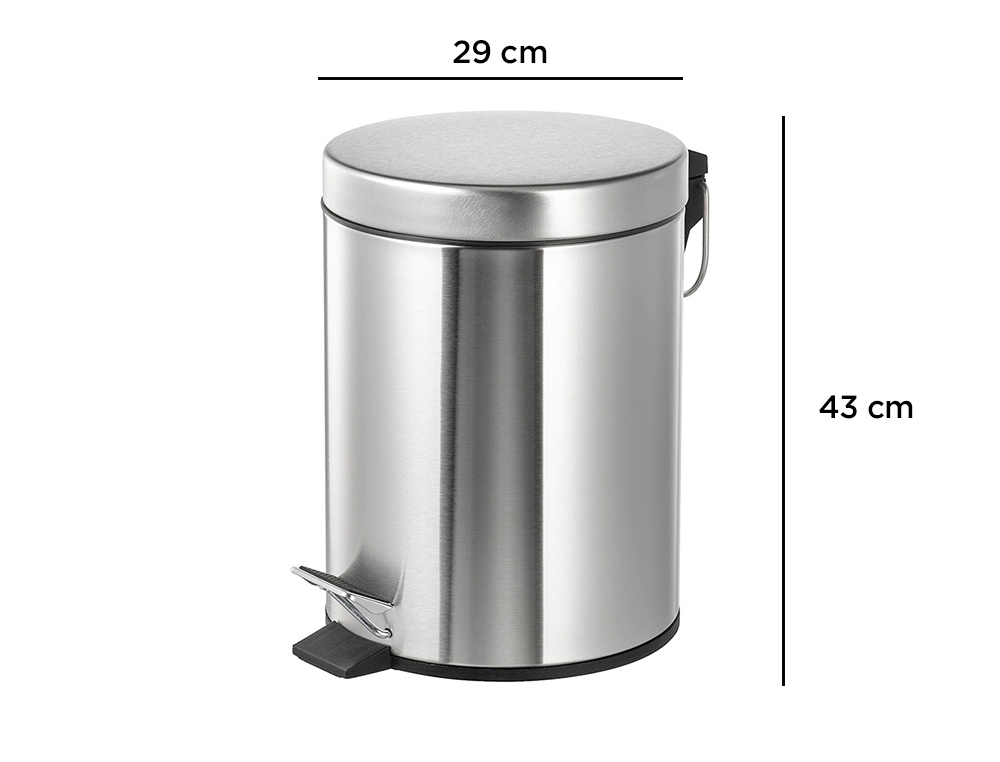 POUBELLE METALLIQUE Q-CONNECT AVEC PEDALE CHROME CAPACITE 20 LITRES DIM. 430X290MM