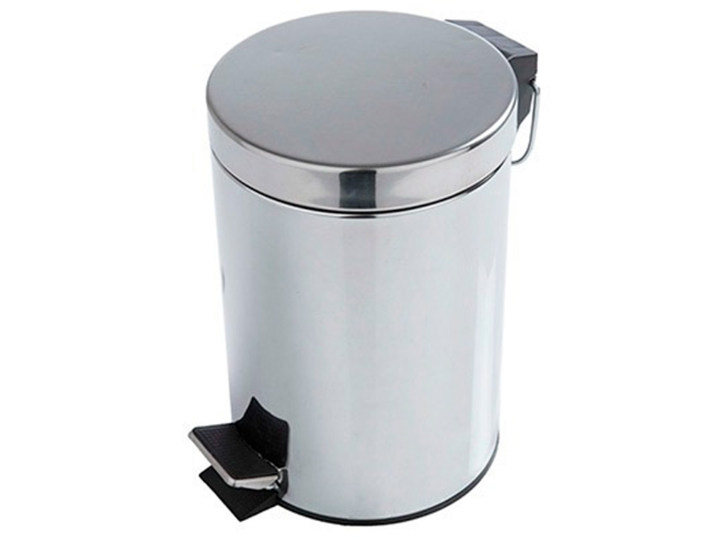 POUBELLE METALLIQUE Q-CONNECT AVEC PEDALE CHROME CAPACITE 20 LITRES DIM. 430X290MM