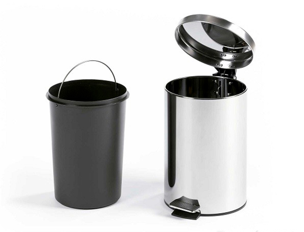 POUBELLE METALLIQUE Q-CONNECT AVEC PEDALE CHROME CAPACITE 20 LITRES DIM. 430X290MM