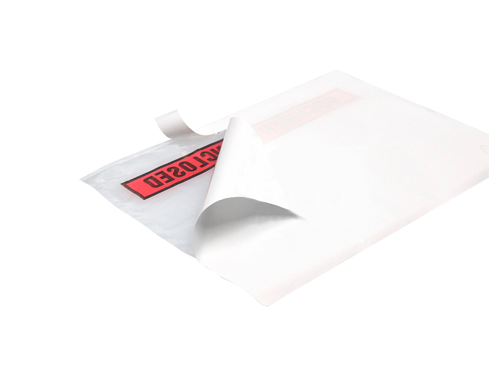 POCHETTE DOCUMENTS CI-INCLUS Q-CONNECT AUTO-ADHESIVE TRANSPARENTE 165X122MM TEXTE ANGLAIS PAQUET 100 UNITES