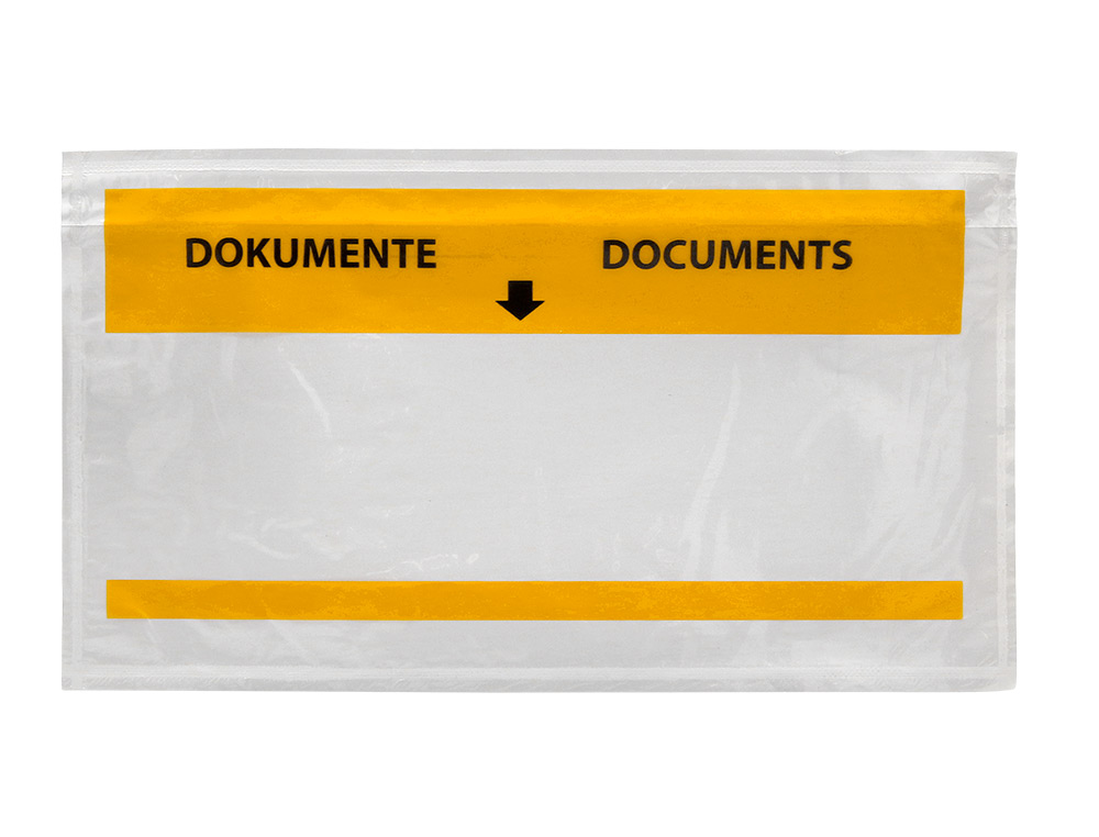 POCHETTE PORTE-DOCUMENTS Q-CONNECT 225X122MM AUTO-ADHESIVE TRANSPARENTE TEXTE FRANCAIS ALLEMAND BOITE 1000 UNITES