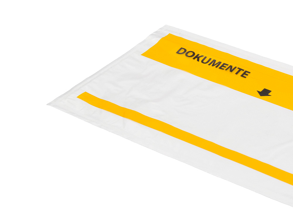 POCHETTE PORTE-DOCUMENTS Q-CONNECT 225X122MM AUTO-ADHESIVE TRANSPARENTE TEXTE FRANCAIS ALLEMAND BOITE 1000 UNITES