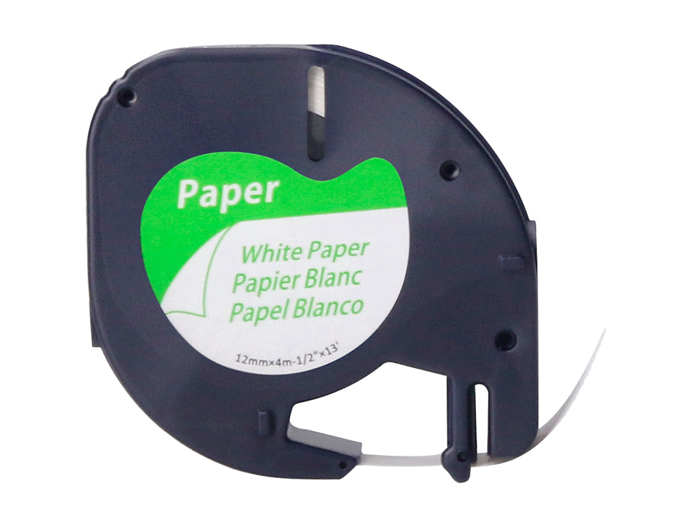 RUBAN TITREUSE Q-CONNECT 12MM X 4 MT NOIR-BLANC SUPPORT PAPIER LETRATAG 091200