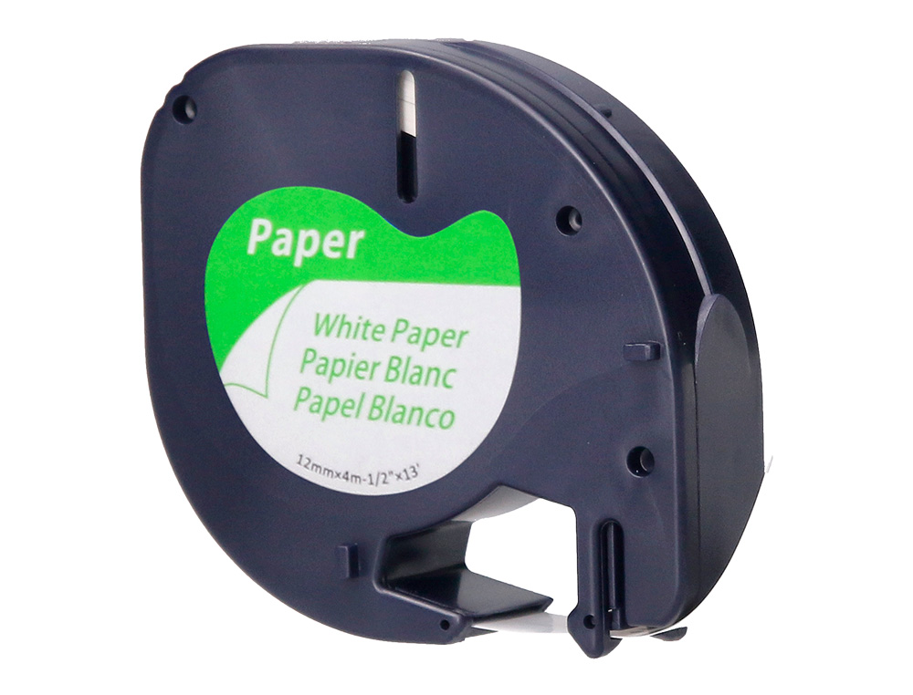RUBAN TITREUSE Q-CONNECT 12MM X 4 MT NOIR-BLANC SUPPORT PAPIER LETRATAG 091200