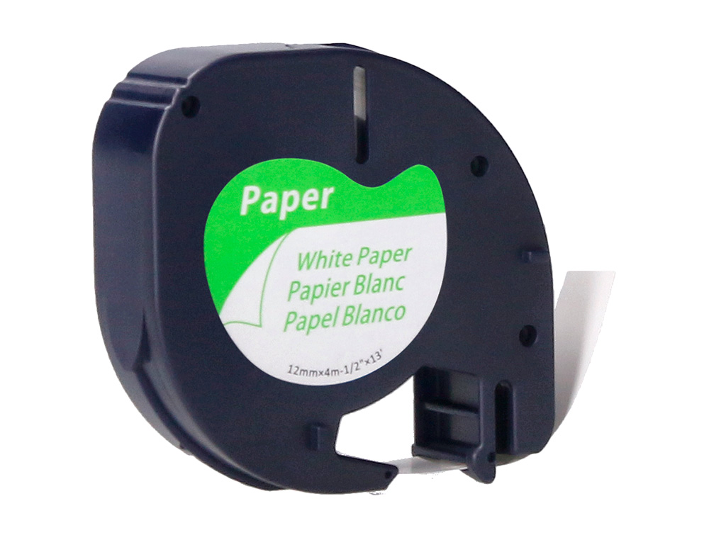 RUBAN TITREUSE Q-CONNECT 12MM X 4 MT NOIR-BLANC SUPPORT PAPIER LETRATAG 091200