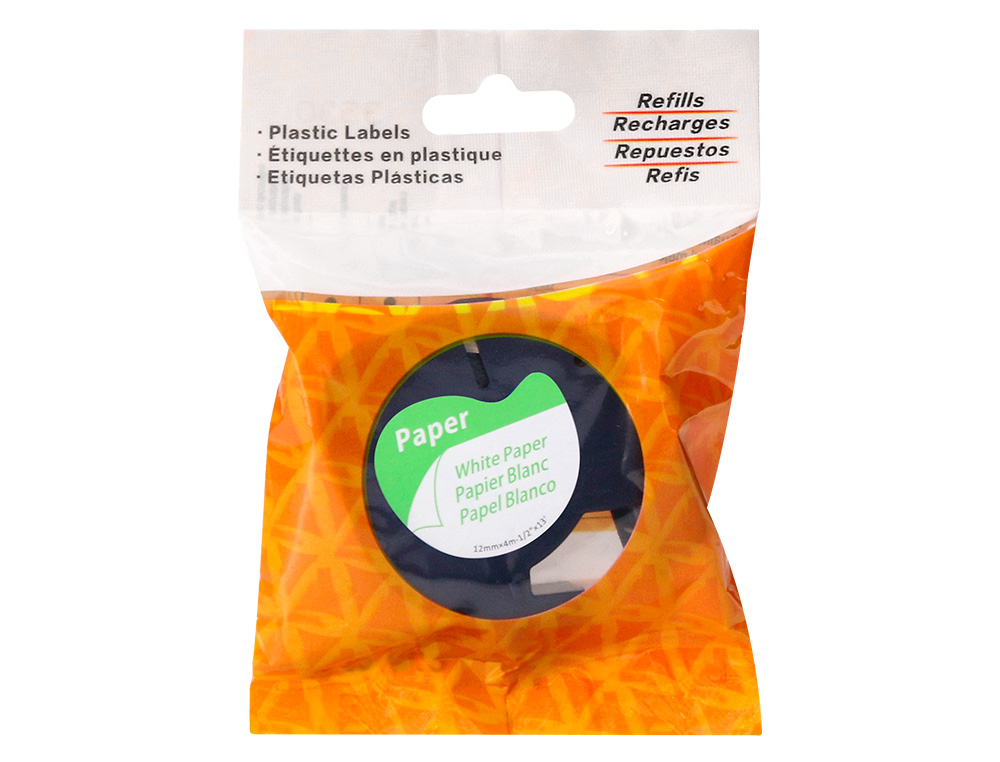 RUBAN TITREUSE Q-CONNECT 12MM X 4 MT NOIR-BLANC SUPPORT PAPIER LETRATAG 091200