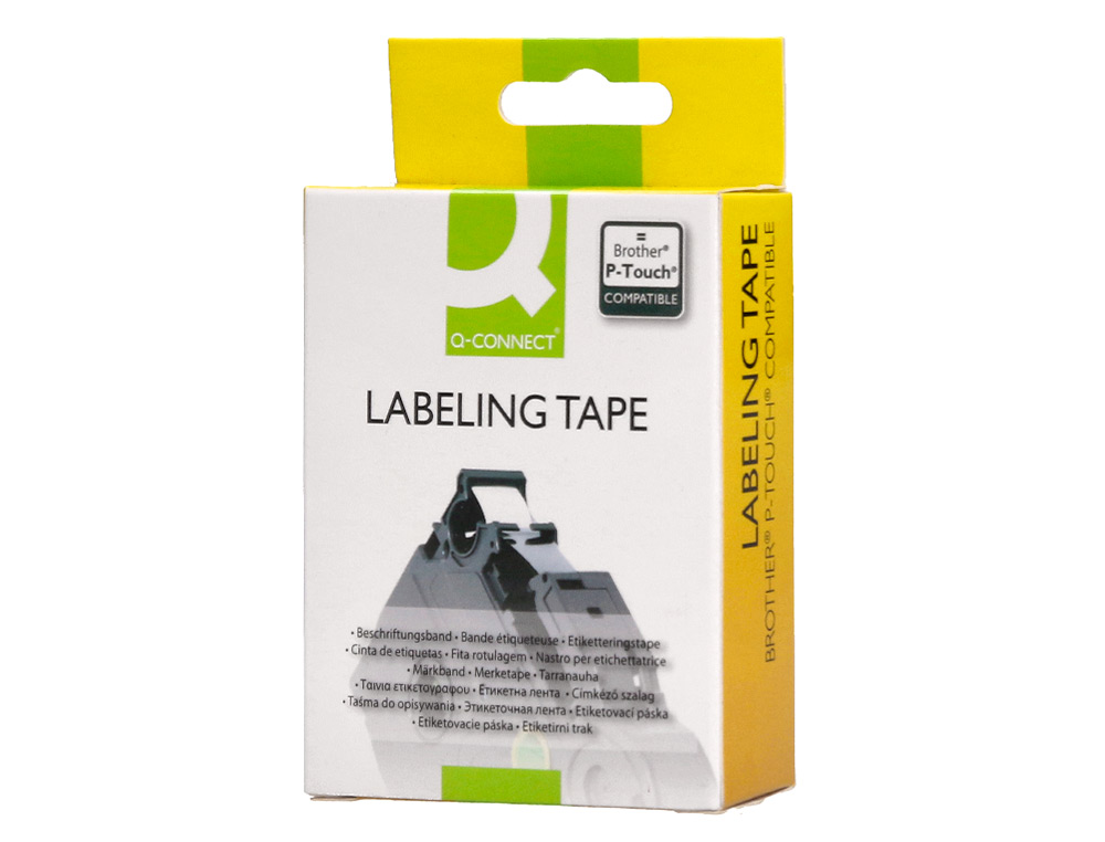 RUBAN TITREUSE Q-CONNECT TZE-641 JAUNE-NOIR 18 MM X 8  MT OZE-641