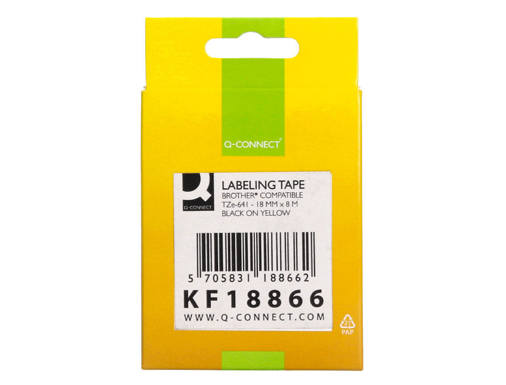 RUBAN TITREUSE Q-CONNECT TZE-641 JAUNE-NOIR 18 MM X 8  MT OZE-641