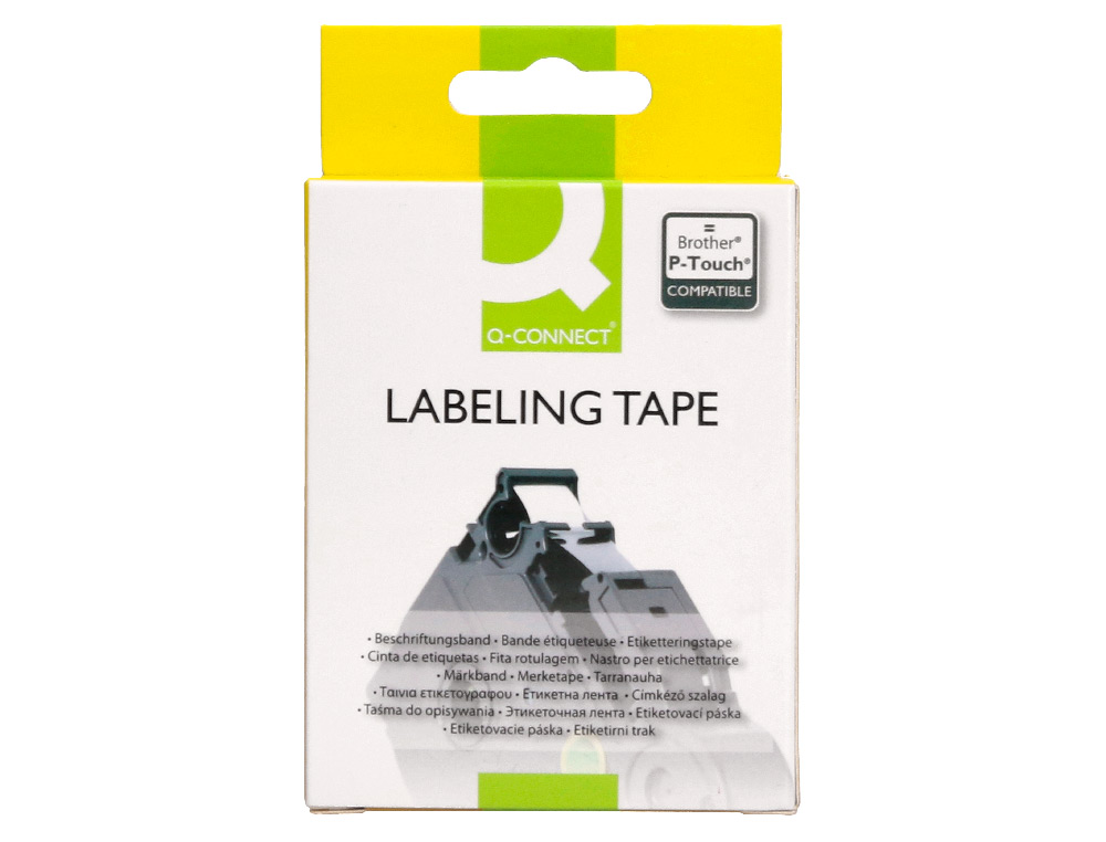 RUBAN TITREUSE Q-CONNECT TZE-641 JAUNE-NOIR 18 MM X 8  MT OZE-641