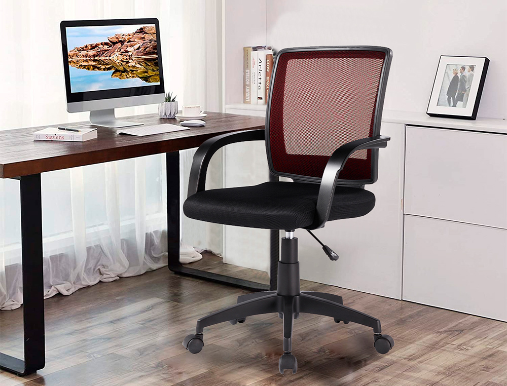 CHAISE BUREAU Q-CONNECT ROTATIVE BASE NYLON MAILLE    MAXIMUM SUPPORTE 120KG        900+100X560X570MM ROUGE