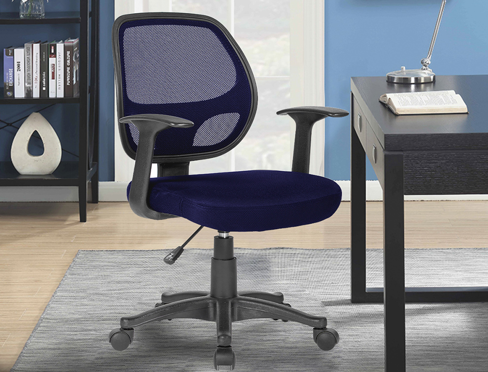 CHAISE BUREAU Q-CONNECT ROTATIVE BASE NYLON MAILLE MAXIMUM SUPPORTE 120KG 870+120X550X590MM COLORIS BLEU