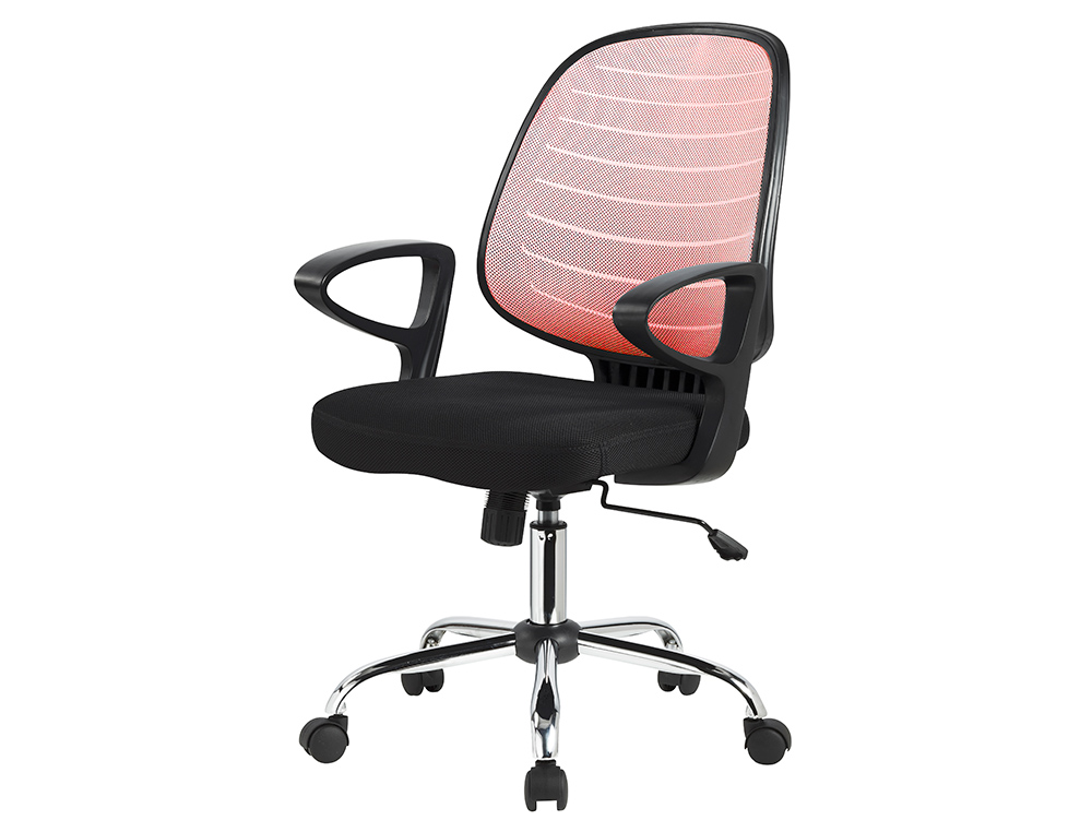 CHAISE BUREAU Q-CONNECT ROTATIVE BASE METAL MAILLE MAXIMUM SUPPORTE 130KG 920+80X580X600MM ROUGE