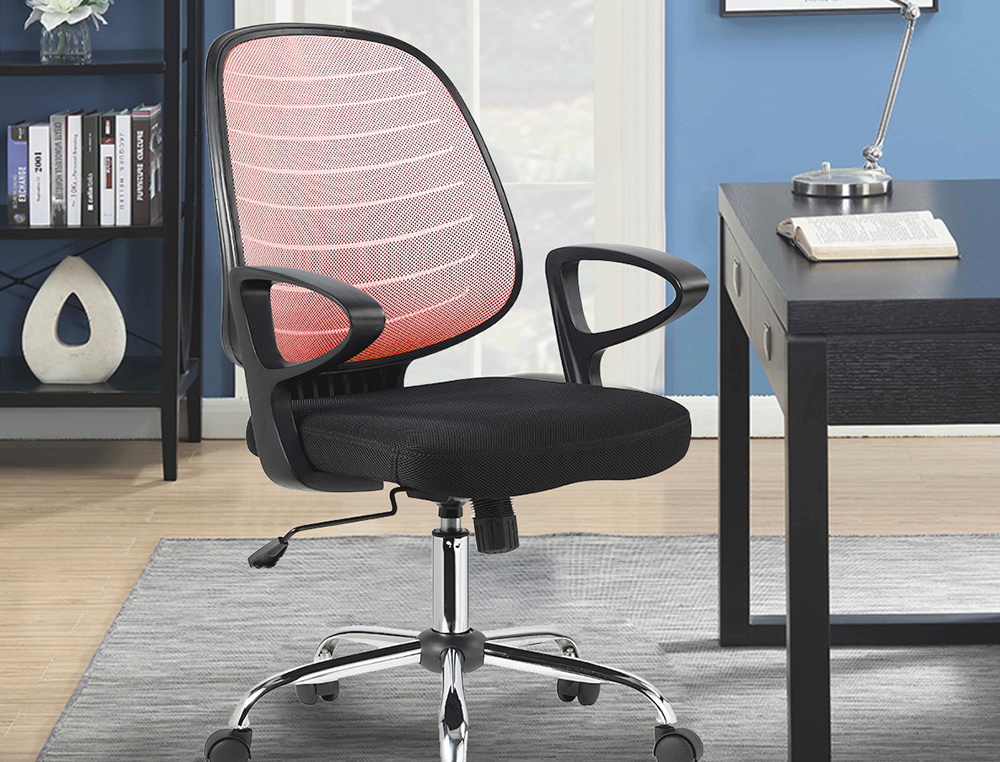 CHAISE BUREAU Q-CONNECT ROTATIVE BASE METAL MAILLE MAXIMUM SUPPORTE 130KG 920+80X580X600MM ROUGE