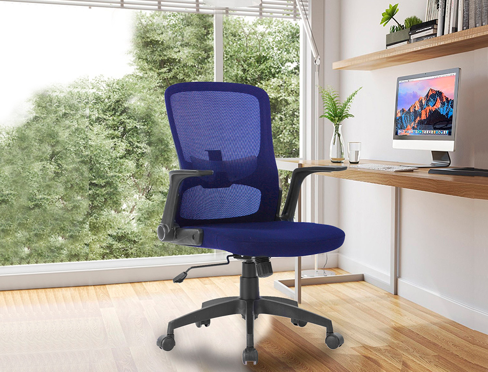 CHAISE BUREAU Q-CONNECT ROTATIVE BASE NYLON MAILLE MAXIMUM SUPPORTE 130KG 910+75X550X610MM COLORIS BLEU