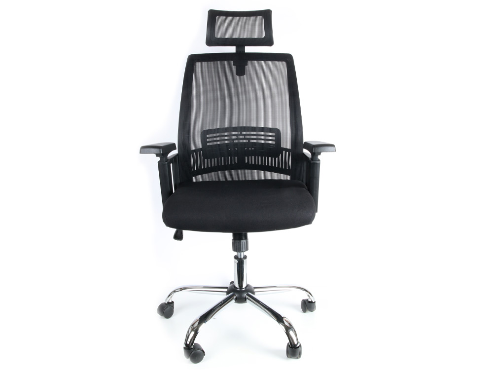 CHAISE DIRECTION Q-CONNECT MAILLE BASE METAL REPOSE-TETE AJUSTABLE MAXIMUM SUPPORTE 130KG 1140+75X610X620MM NOIR