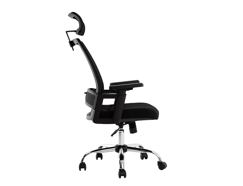 CHAISE DIRECTION Q-CONNECT MAILLE BASE METAL REPOSE-TETE AJUSTABLE MAXIMUM SUPPORTE 130KG 1140+75X610X620MM NOIR