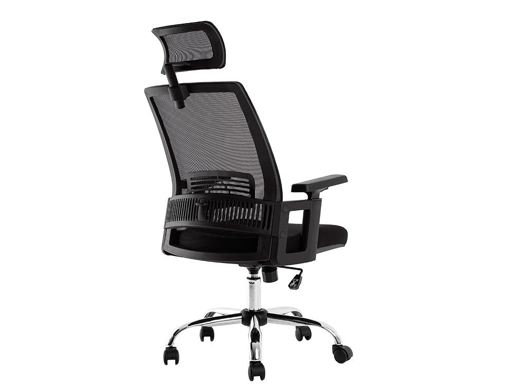 CHAISE DIRECTION Q-CONNECT MAILLE BASE METAL REPOSE-TETE AJUSTABLE MAXIMUM SUPPORTE 130KG 1140+75X610X620MM NOIR