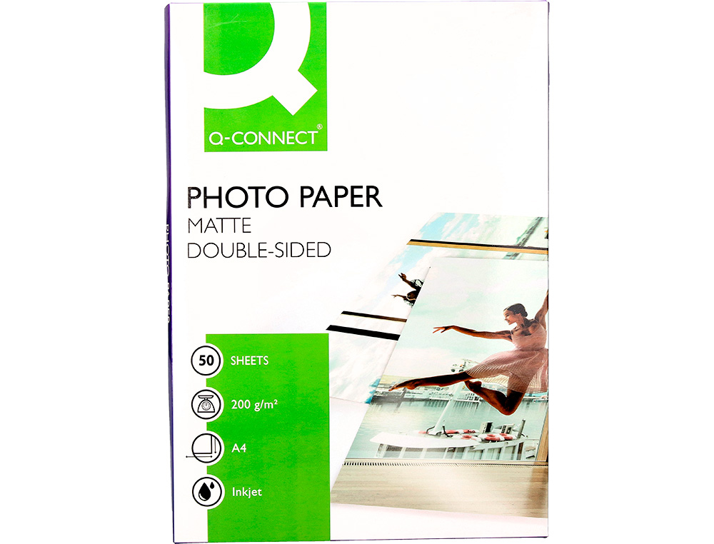 PAPIER PHOTO Q-CONNECT JET D'ENCRE RECTO-VERSO FINI MAT  A4 200G/M2 COMPATIBLE TOUTE   IMPRIMANTE - PAQUET DE 50