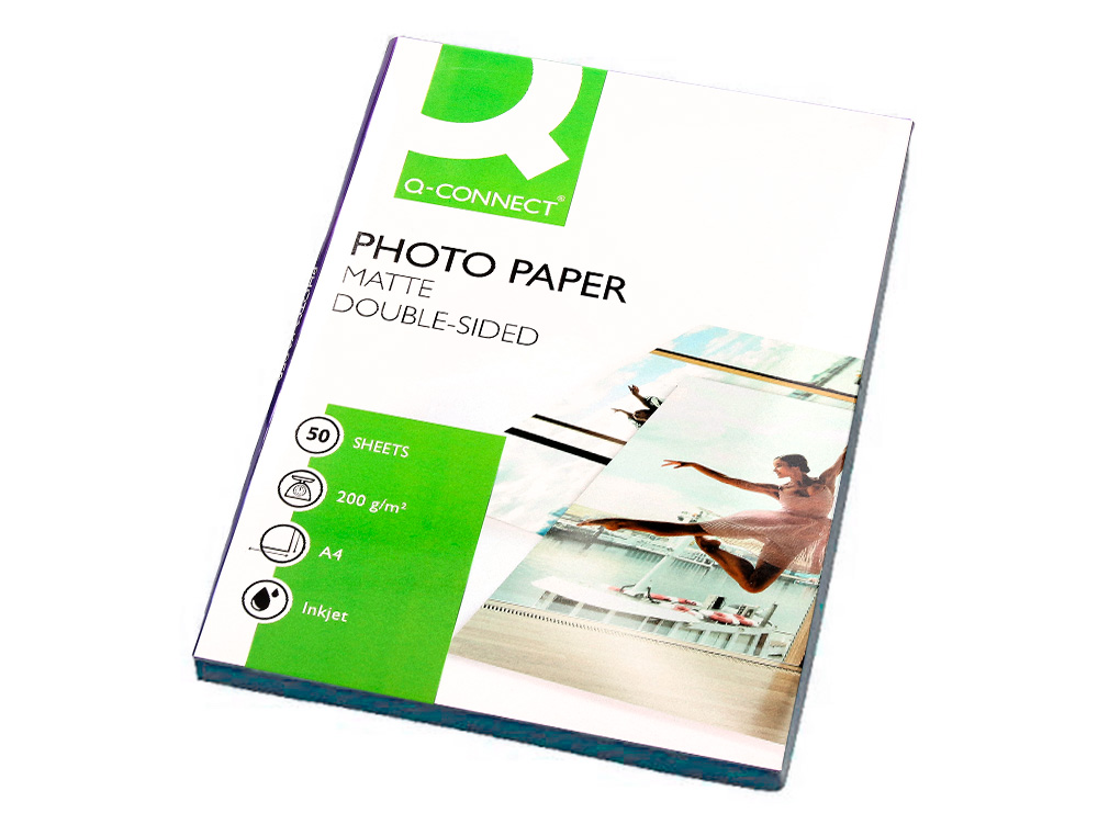 PAPIER PHOTO Q-CONNECT JET D'ENCRE RECTO-VERSO FINI MAT  A4 200G/M2 COMPATIBLE TOUTE   IMPRIMANTE - PAQUET DE 50