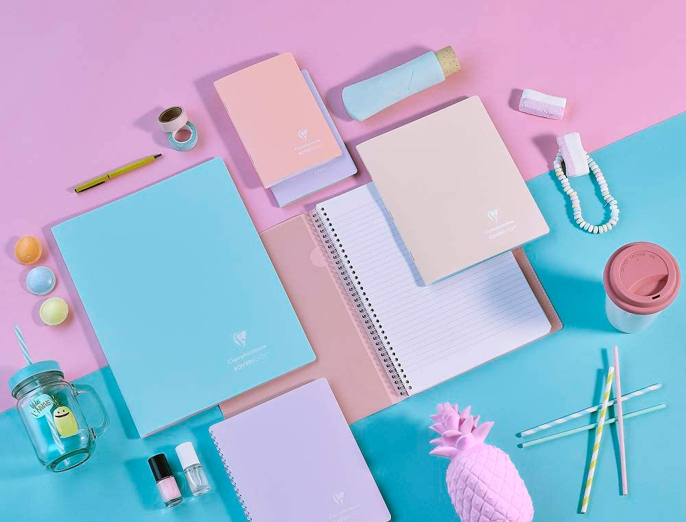 CAHIER PIQUE CLAIREFONTAINE KOVERBOOK BLUSH POLYPROPYLENE 24X32CM 96 PAGES SEYES COLORIS PASTEL ASSORTIS