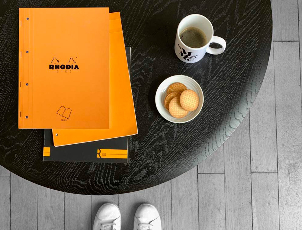 BLOC AGRAFE RHODIA A4+ 21X31,8CM 160 PAGES SEYES     MICROPERFOREES DETACHABLES 4  TROUS LOT 3 UNITES