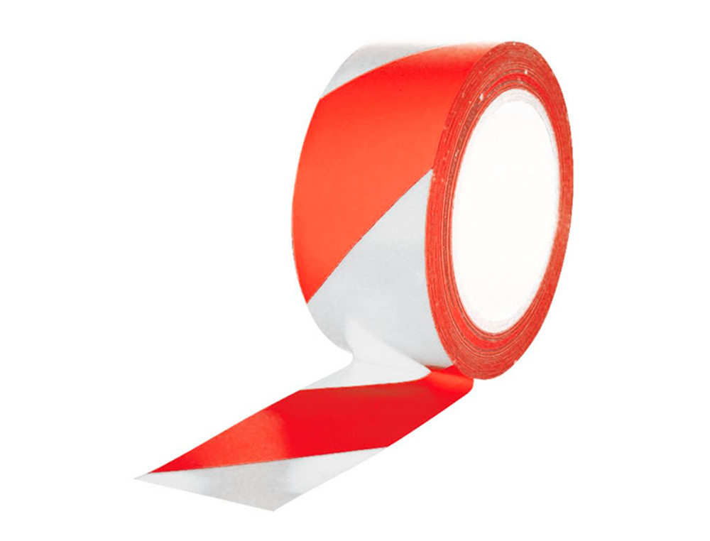 RUBAN BALISAGE Q-CONNECT NON ADHESIF TRES RESISTANT 75MMX300M COLORIS ROUGE/BLANC