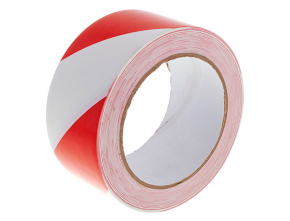 RUBAN BALISAGE Q-CONNECT NON ADHESIF TRES RESISTANT 75MMX300M COLORIS ROUGE/BLANC